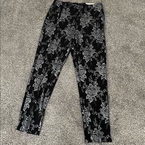 Super cute black floral pants. These fit like thick, work appropriate leggings.